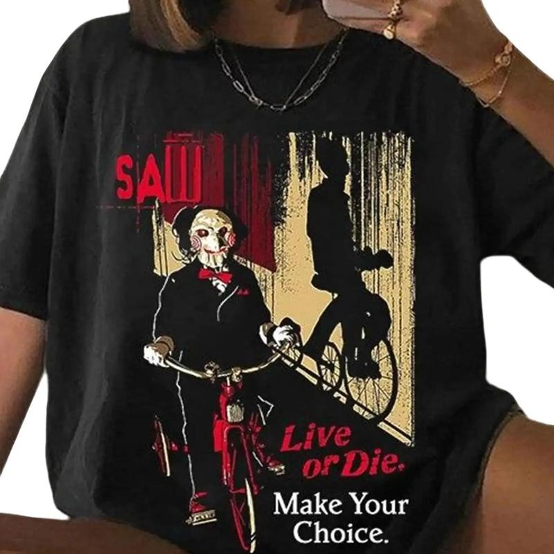 Saw Movie Retro 90's T-Shirt, Scary Movie Shirt, Saw Reverse Bear Trap Movie Promo Shirt, 90s Saw Movie Hoodie Cotton Crewneck