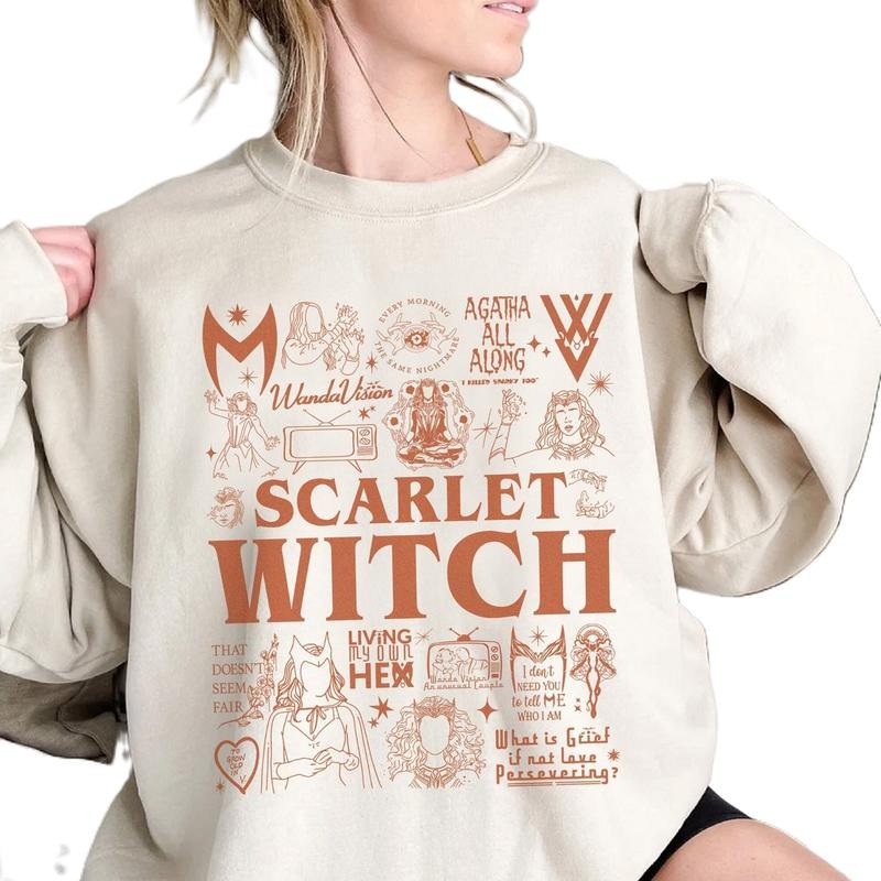 Scarlet Witch Doodle Art Sweatshirt, Scarlet Witch Movie Sweatshirt