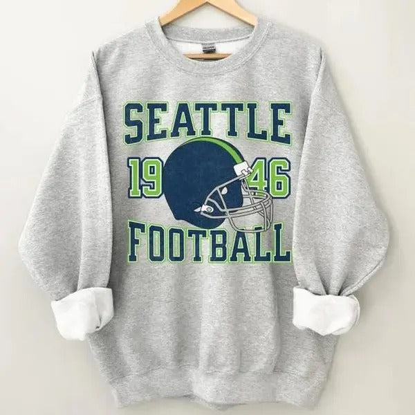 Seattle Football Crewneck, Seahawks Sweatshirt, Vintage Seattle Football Crewneck Sweatshirt