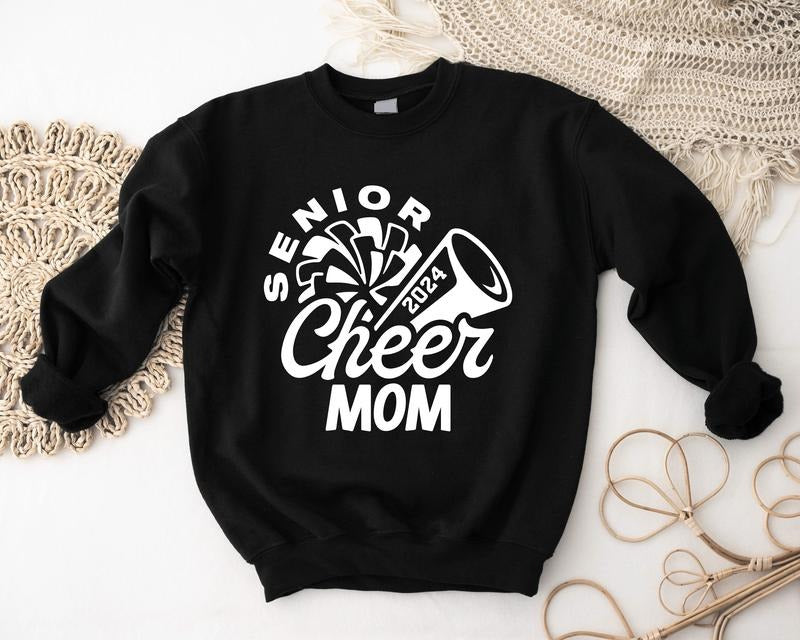 Senior Cheer Mom 2024 Sweatshirt, Class Of 2024 Hoodie, Cheer Mom Gift Sweatshirt, Graduation Hoodie, Cheerleader Sweatshirt, Sport Team Support Sweater, Cheerleading Lover Sweatshirt. Casual Menswear