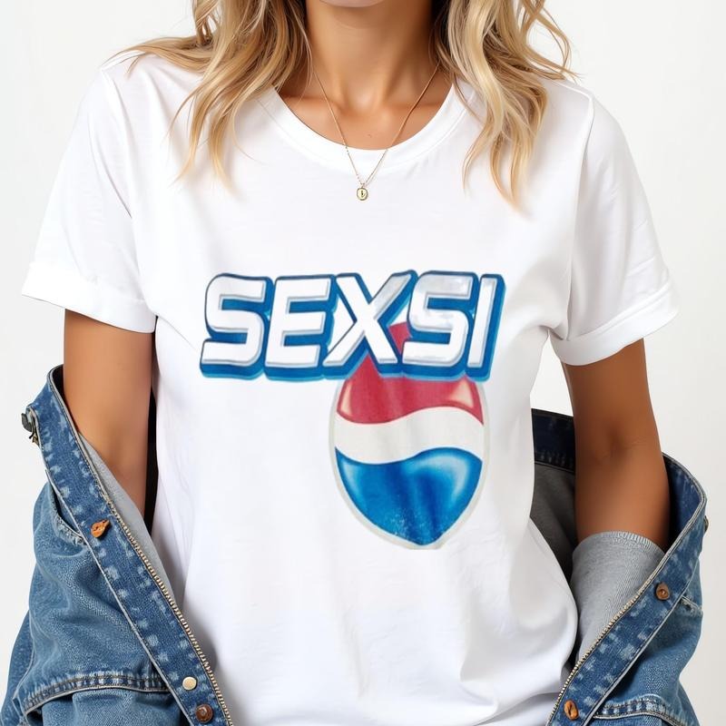 Sexsi Funny Meme White T-Shirt Parody Branding Logo Funny T-Shirt