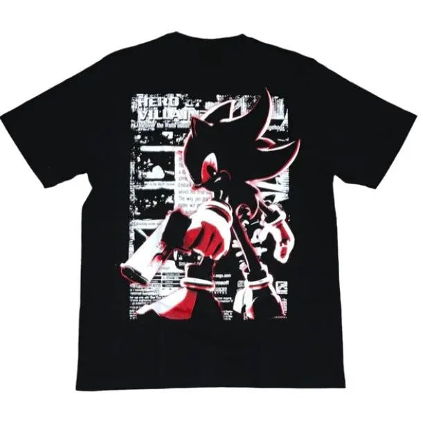 Shadow the Hedgehog Screen T-Shirt, Sonic Adventure Shirt, Unisex Vintage Graphic Tees Gothic Grunge Y2k Emo Scene Amity Affliction Style Clothes Men Women Streetwear