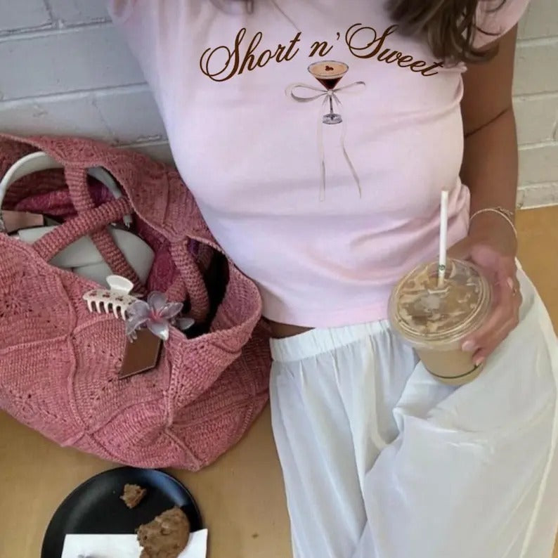 Short n Sweet Baby Tee, 90s Baby Tee, Graphic Shirt