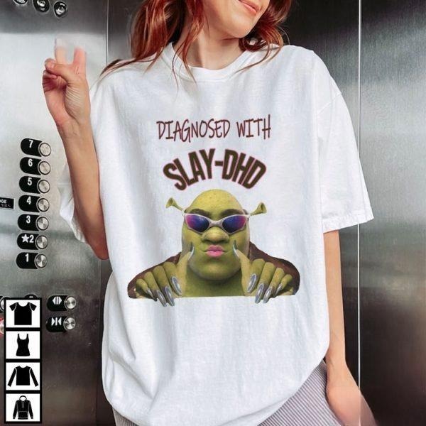 Shrek Diagnosed With Slay-DHD Funny ADHD Awareness T-Shirt Bootleg Style T-Shirt, Classic Retro Graphic Unisex Tee Gift For Men and Women