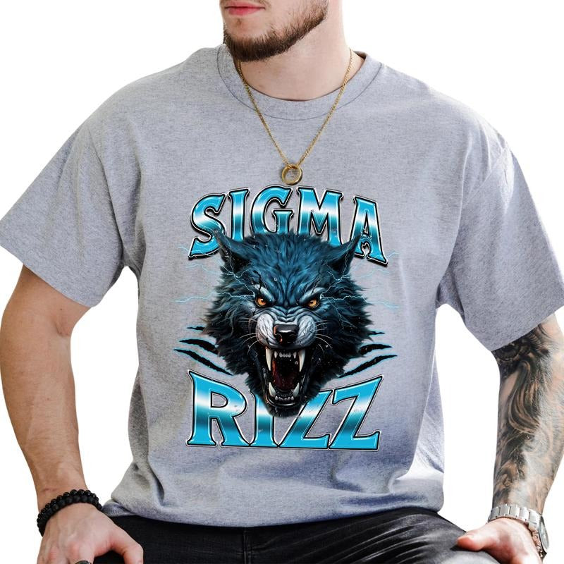 Sigma Rizz Graphic Shirt, Bootleg 90s Aesthetic Tee, Alpha Wolf Boyfriend Gifts, Funny Meme Menswear