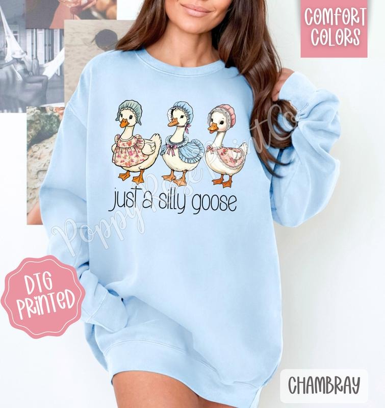 Silly Goose Comfort Colors Sweatshirt, Cute Summer Sweater, Trendy Women's Crewneck, Gift for Her