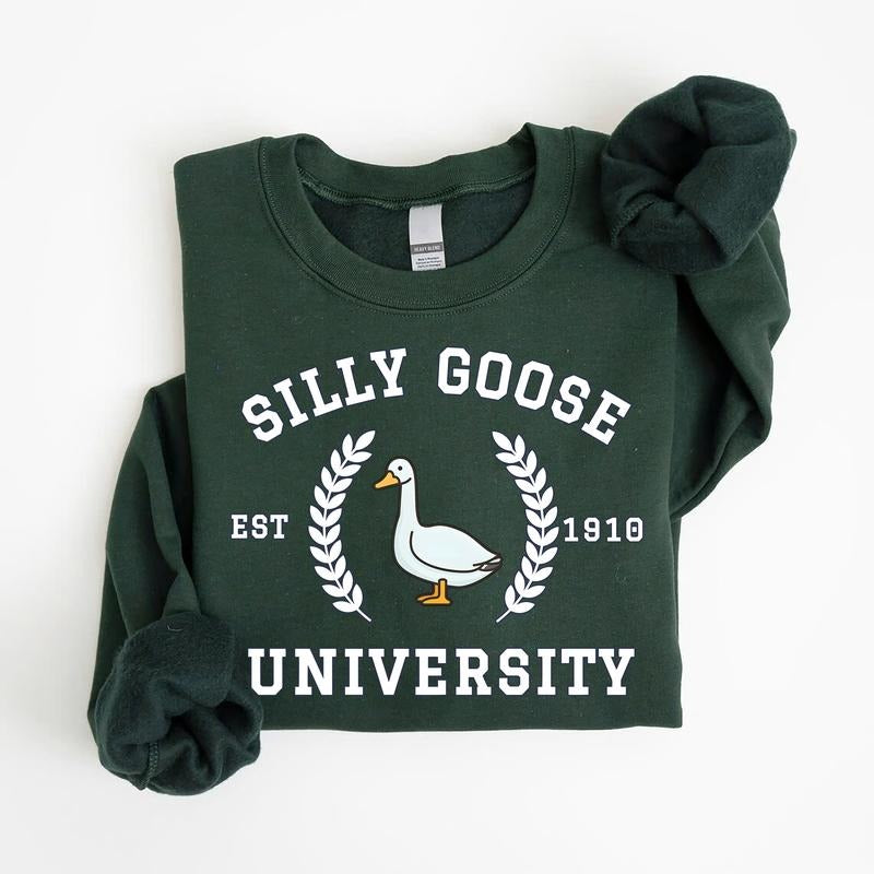 Silly Goose University Crewneck Embroidery Sweatshirt, Unisex Silly Goose University Shirt, Funny Men's Sweatshirt style 02