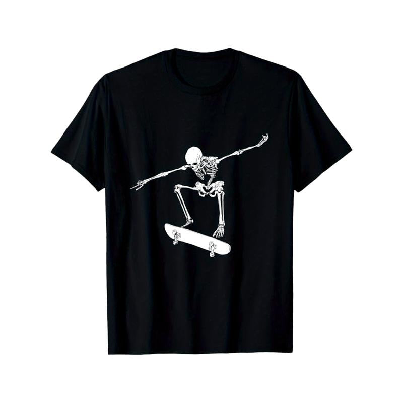 Skeleton Print Men's Cotton T-shirt, Graphic Tee Men's Outdoor Clothes, Men's Halloween Clothing, Casual Short Sleeve Crew Neck T-shirt, Tops For Men, Gift For Men made in usastyle{n002}11
