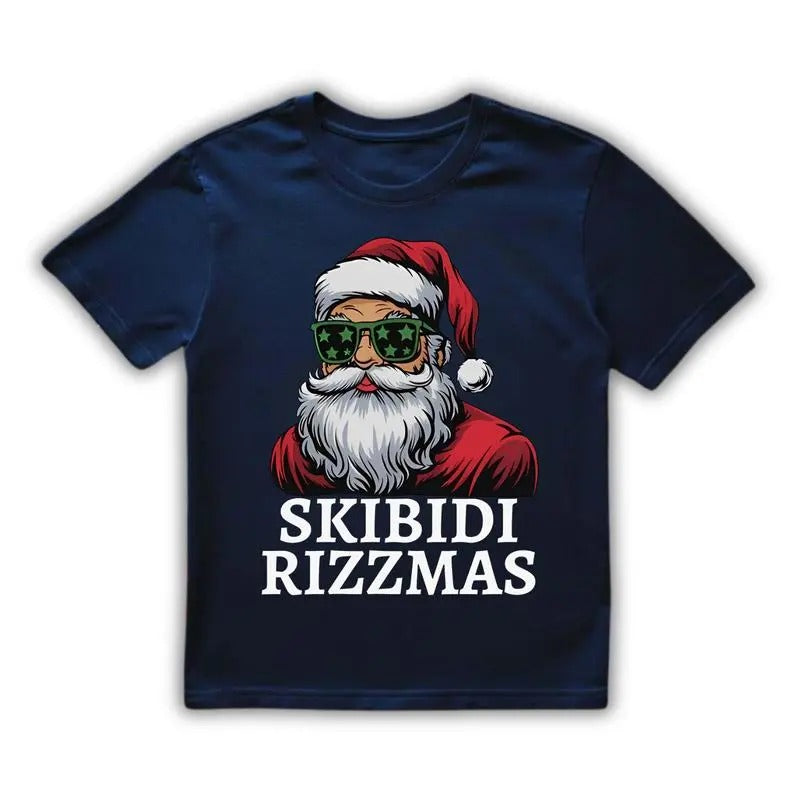 Skibidi Rizzmas Christmas Shirt, Rizz Santa Claus Charisma Kid Cool Unisex Softstyle T-Shirt, Holiday Tee, Funny Xmas Shirt, Festive Top