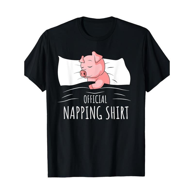 Sleeping Pig Lover Swine Official Napping T-Shirt-100% Cotton - 220g made in usa
