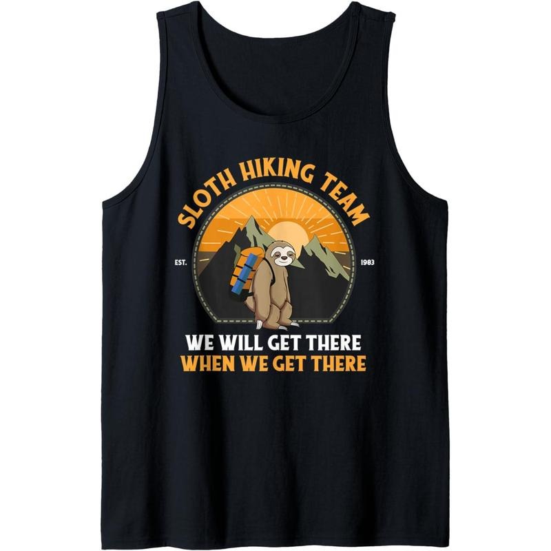 Sloth Hiking Shirt, Sloth Hiking Team Tank Top made in USA