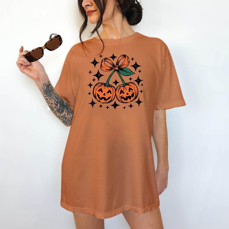 Smiling Pumpkins- T-Shirt, Unisex T-Shirt, Funny Tee, Comfortable Shirt, Hallowen Theme