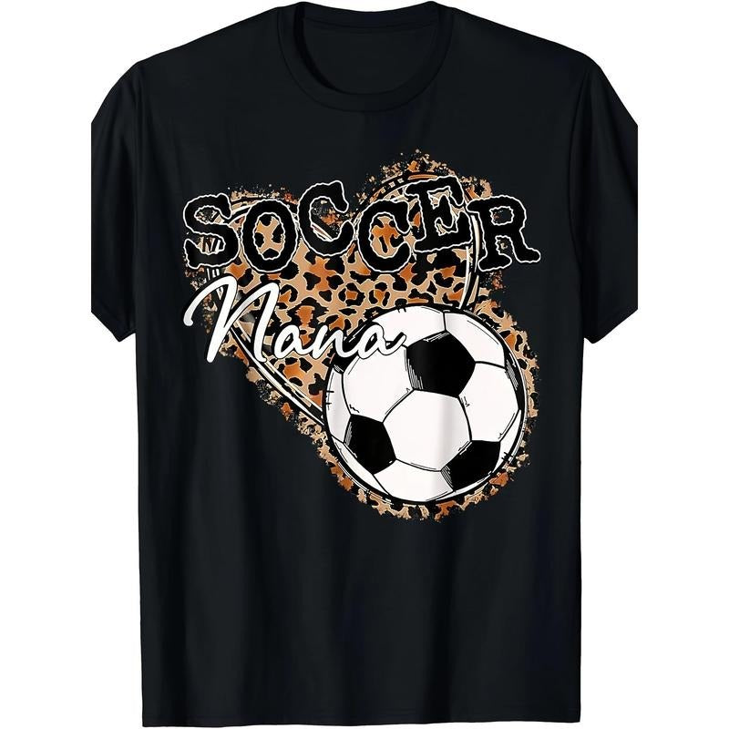 Soccer Nana Leopard Print T-Shirt - Fun and Casual Wear Made in USA