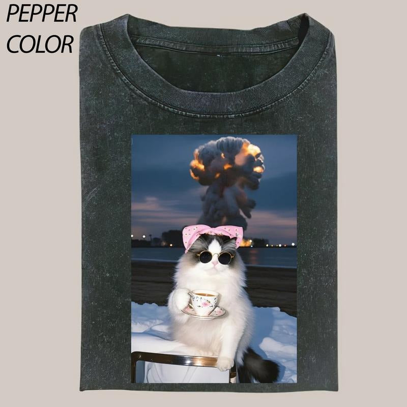 Sola Nicole Horts instrumental T-Shirt, Devy Chandra Kaur Shirt, Cat Love Vintage Graphic Tee, Funny Cat Shirt, Women's T-shirts Streetwear Top Cotton