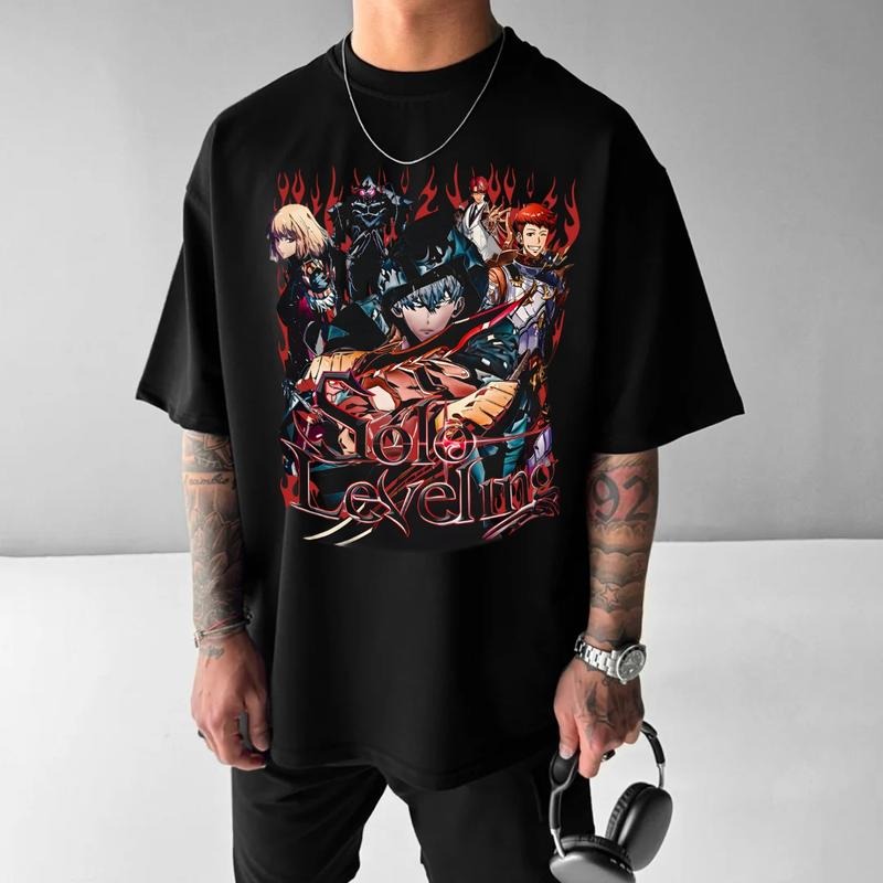 Solo Leveling Anime T-Shirt - Unique Graphic Tee for Fans Unisex Trendy Shirt Perfect Gift for Anime Lovers Cotton Menswear Top Classic