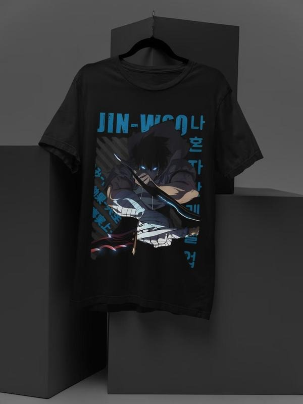 Solo Leveling Sung JinWoo Gildan Tee Sweatshirt Hoodie Tshirt Gift For Fans, Sung Jinwoo T-shirt 2 side, Solo Leveling Shirt, Manga Shirt, Unisex Tee, Gift For Fans, Anime Shirt, Anime Lovers, Crewneck Shirt, Cotton Menswear, Unisex Shirt. Sweatshirt, Hoo