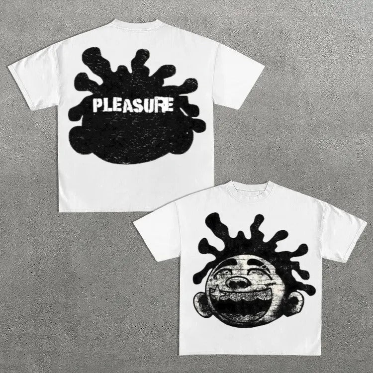 Sopula Pleasure Emotion Big Face Graphic Graphic Cotton T-Shirt