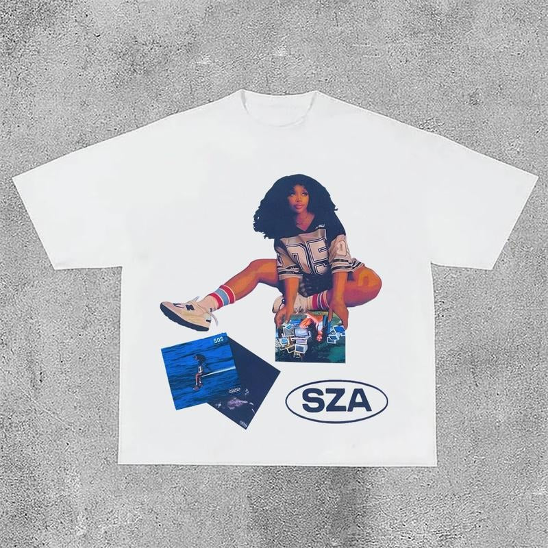 Sopula Vintage SZA SOS Graphic Cotton Short Sleeve T-Shirt