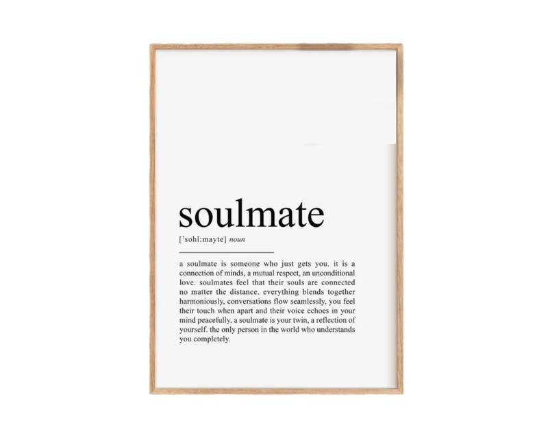 Soulmate Definition Print, Soulmate Gift, Anniversary Gifts, Husband Gift, Gifts For Women Sister Art Prints, Poster Prints No Frame, Wall Art Home Decor, Wall Posters, Gifts For Birthday Christmas Xmas Landscape Photo