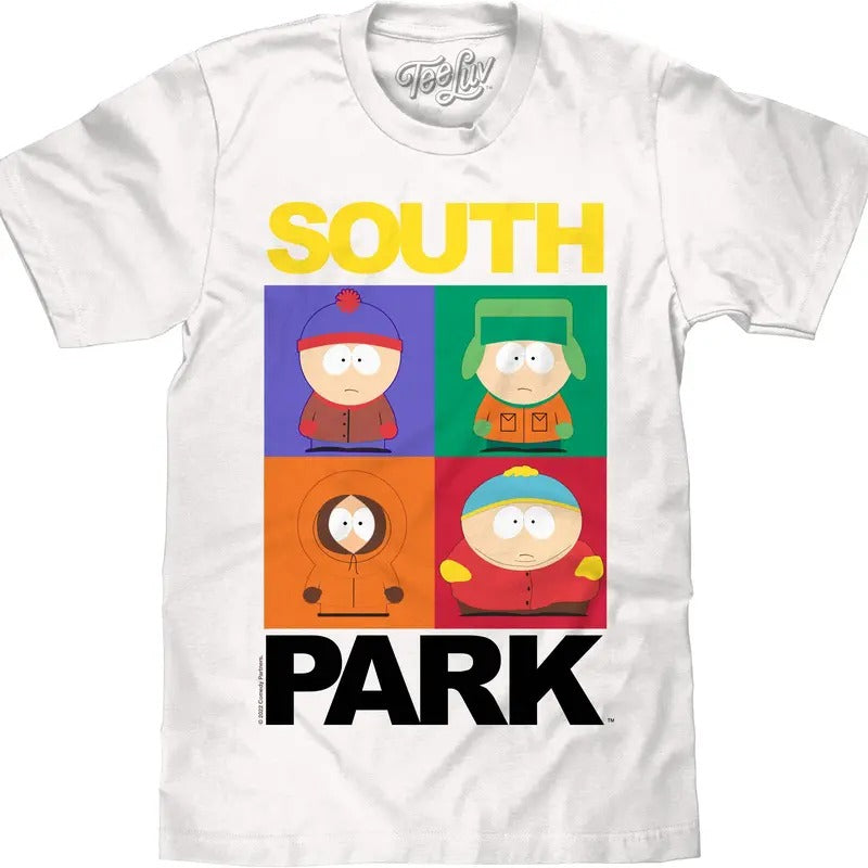 South Park Stan Kyle Kenny and Cartman T-Shirt - White graphic tee