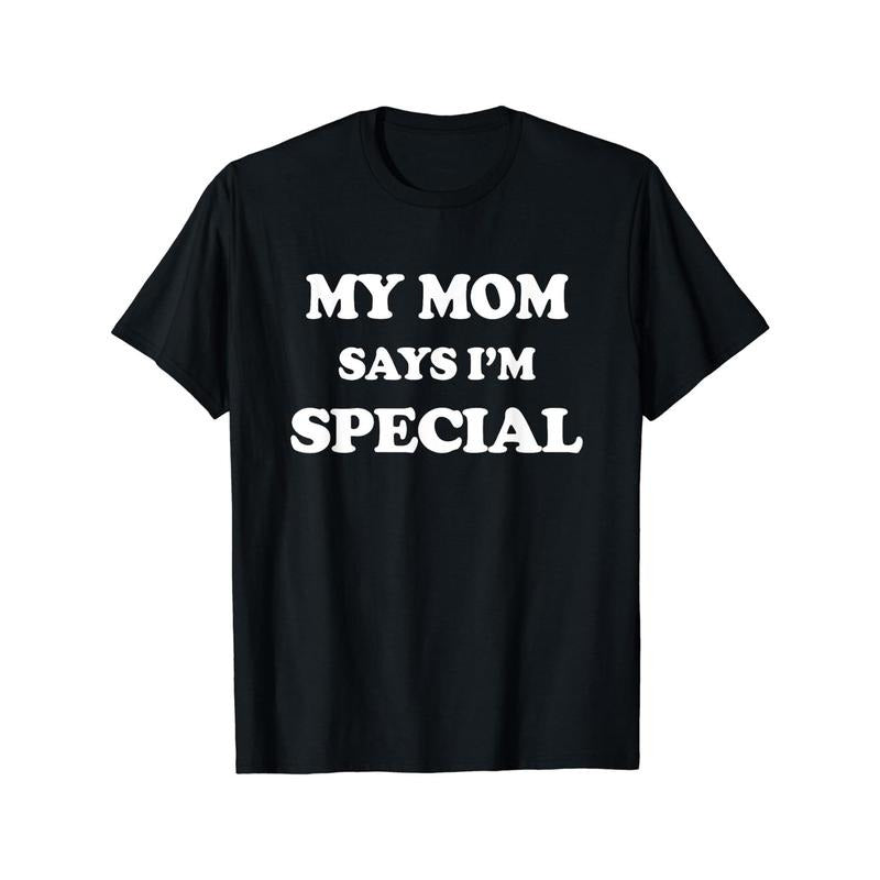 Special Edition Crew Neck T-Shirt - Comfortable, Versatile, and Fashionable Short Sleeve Tee with Humorous "My Mom Says I'm Special" Print for Men - Perfect for Summer Sports and Casual Wear Made in USAstyle{n002}2