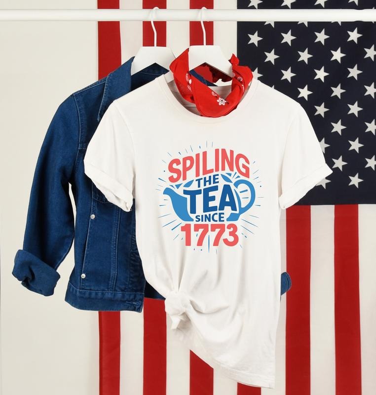 Spilling The Tea 1773 T Shirt Hoodie Sweater Patriotic Tee 4th Of July Graphic Tee Usa Graphic Tee Usa Flag Shirt Funny 4th Of July Shirt style 02