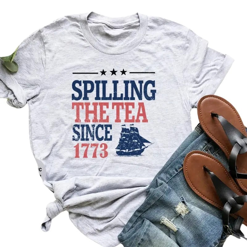 Spilling The Tea Since 1773 Shirt, History Teacher Gift, Funny History Teacher Tshirt, History Lover Gift, Spilling The Tea Shirt, Gift For Him, Gift For Her Women Top Menswear Underwear Streetwear Casual