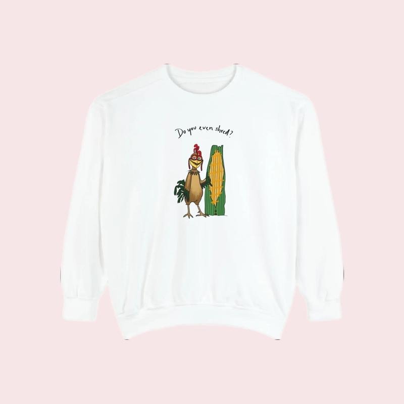 Chicken Joe Surfs Up Men's Unisex Sweatshirt - Printed Long Sleeve Crew Neck Slim Fit Medium Casual Top - Fall/Winter/Spring Season Wear - Machine Washable, Menswear