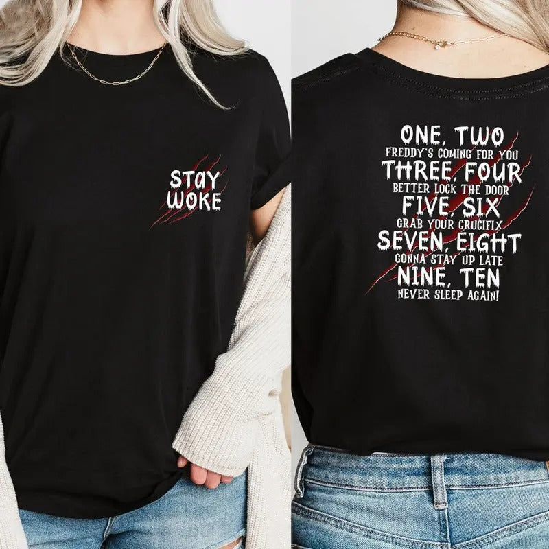 Stay Woke T-Shirt, Halloween Scary Nights Sweatshirt, Horror Shirt For Men and Women, Unisex Halloween Hoodie, Halloween Spooky Season Shirt