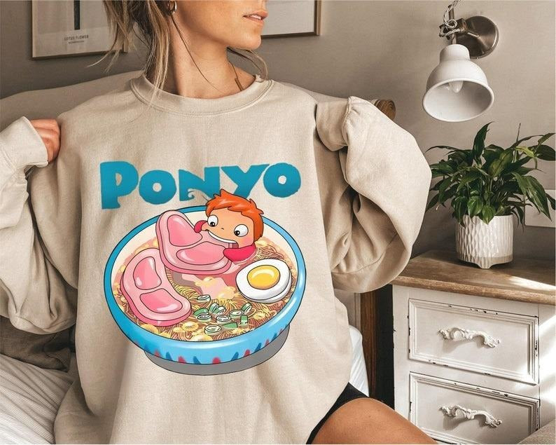 Studio Ghibli Ponyo Shirt, Ghibli Sweatshirt, Totoro Hoodie, Hayao Miyazaki, Ponyo Vintage Anime T-Shirt