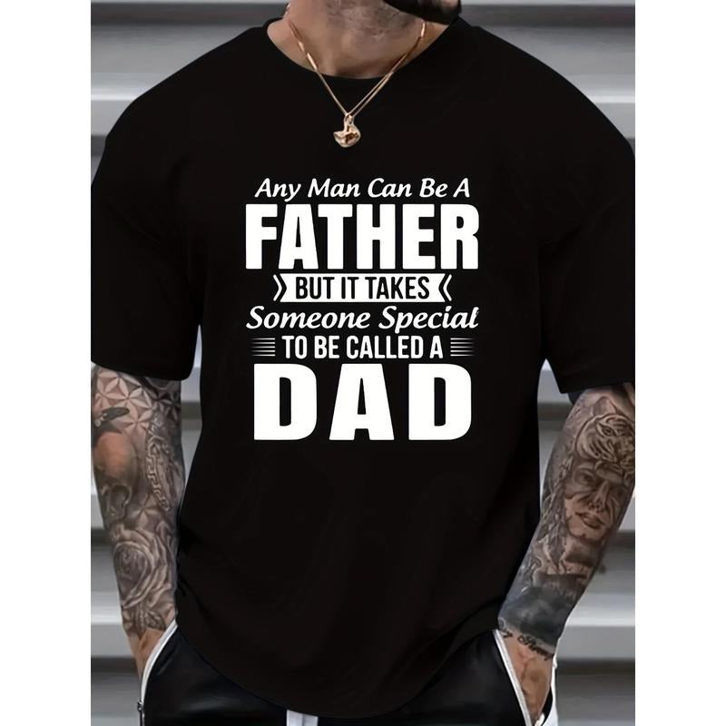 Summer Men's Front Printed Short Sleeve T-Shirt Top Comfortable Breathable Fabric Casual Sport Style Father, 1 pc, 100% cotton T-shirt Made in USA