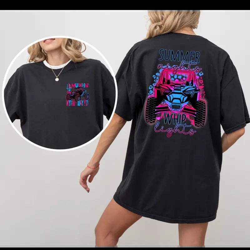 Summer Night and Whip Lights Tee - Loose-Fitting Cotton Graphic T-Shirt