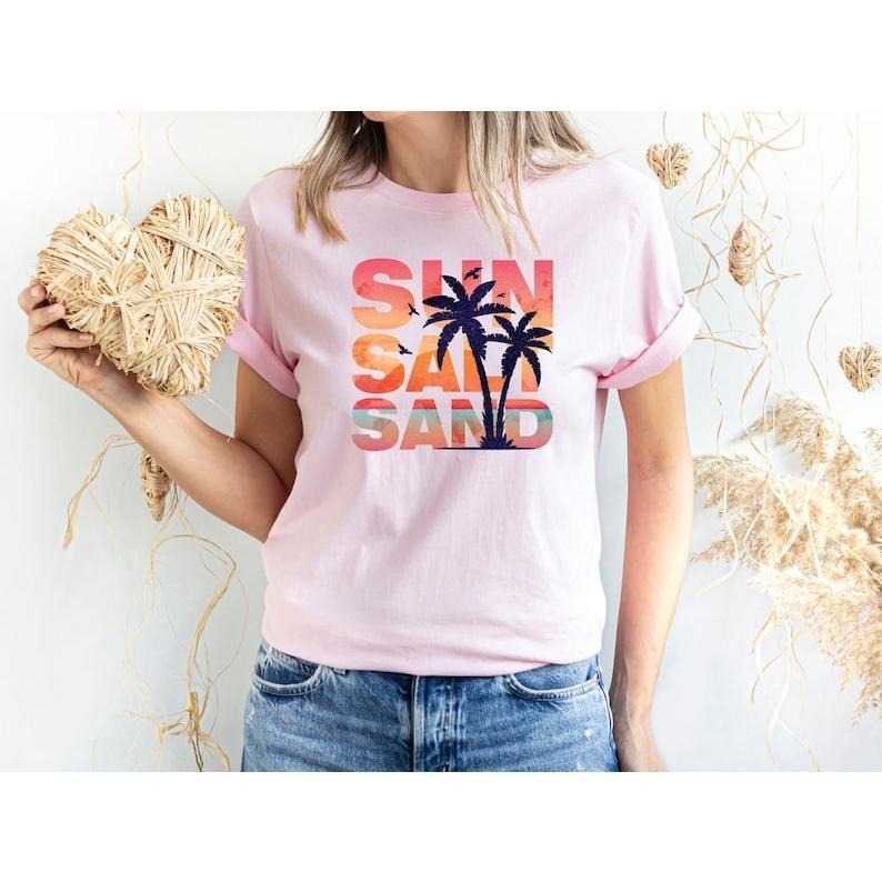 Sun Sand Salt Beach T Shirt Hoodie Sweater, Retro T-Shirt, Trendy Beach Shirts for Women, Summer Vacation Shirts, Womens Oversized Beach Shirt