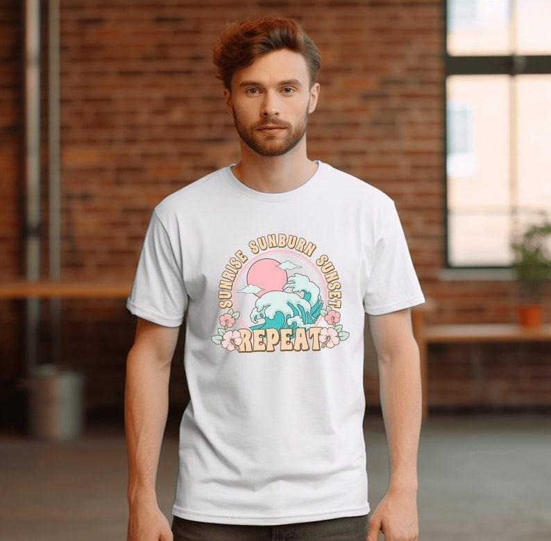 Sunrise Sunburn Sunset Repeat Shirt, Beach Shirt, Summer Party Shirt, Holiday Shirts For Summer, Funny Summer Shirt, Vacation Shirt