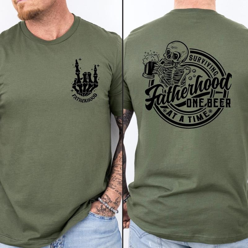 Surviving Fatherhood One Beer At A Time Shirt, Dad Shirt, Fatherhood Shirt, Funny Father Tee, Drinking Husband,Fathers Day Gift,Gift For Dad