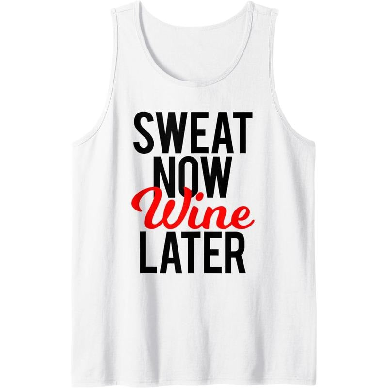 Sweat Now Wine Later Funny Gym Pun Fitness Workout Running Tank Top made in usa