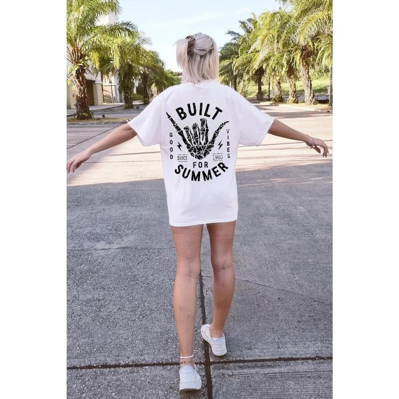 Distressed Built for Summer T Shirt/ Hoodie/Sweater Beach Tee Skeleton Hang Loose Boho Hippie Clothes Ocean Aesthetic Coconut Girl