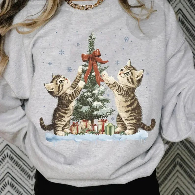 Christmas Cat Lover 100% Cotton T-shirt/Sweatshirt - Unisex Style - Menswear, Top