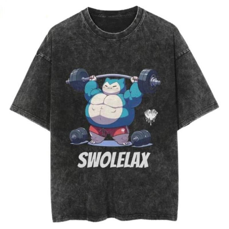 Swolelax Vintage Mineral Wash Tee, Snorlax Mineral Wash T-Shirt, Pokemon Tee, Trendy Looks, Stay Ahead of the Curve, Looks Good