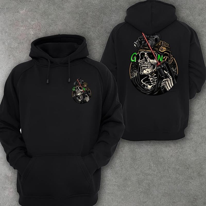 Tactical Skull Shirt - Night Vision Military Graphic Pullover - Dark Gothic Streetwear Oversized Shirt for Men & Women - Cotton Crewneck, Womenswear, Casual