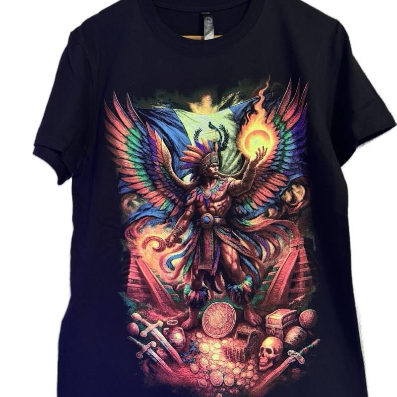 Tecun Uman T-Shirts - Black Tee with Colorful Graphic Design Featuring a Unique Artwork Print Tshirt