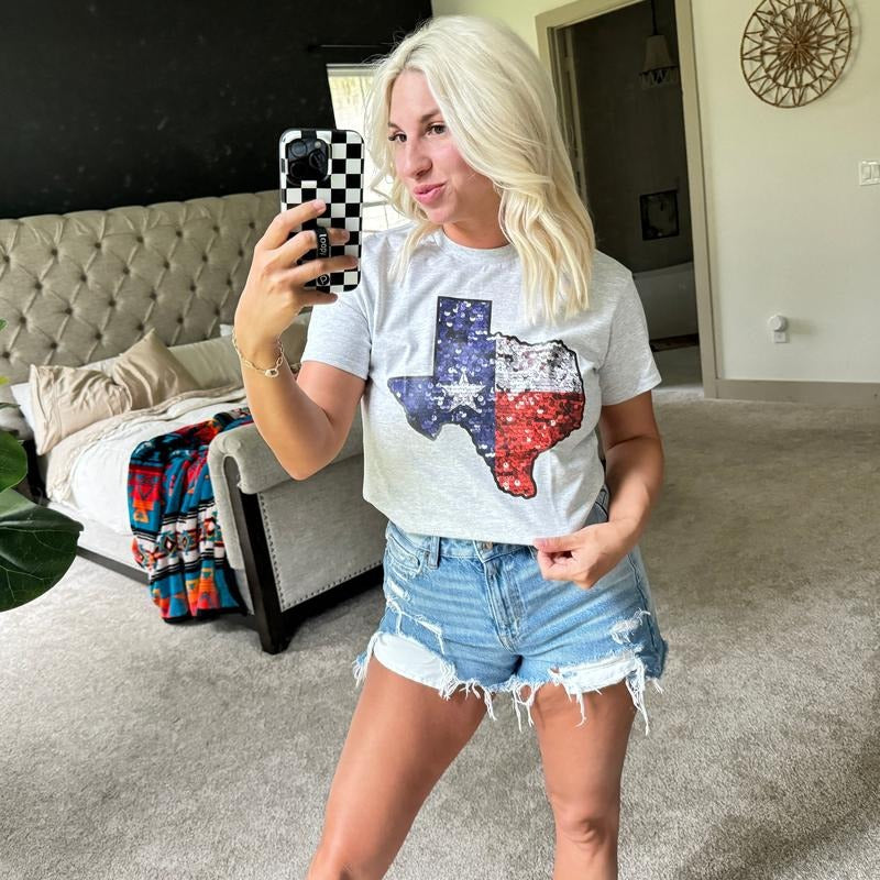 Texas Faux Sequin Graphic Tee