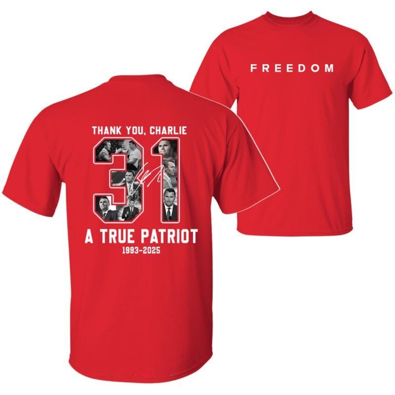 Thank You T-Shirt, Wear Red on October 14th as CJK Day Tee, C.K. Birthday Tee, Charlie Kirk Shirt, Graphic Design Unisex Cotton T-shirt for Men for Women Menswear Womenswear
