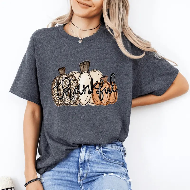 Thankful Thanksgiving Shirt. Casual Fall Softstyle Unisex T-Shirt. Cute Graphic Tee