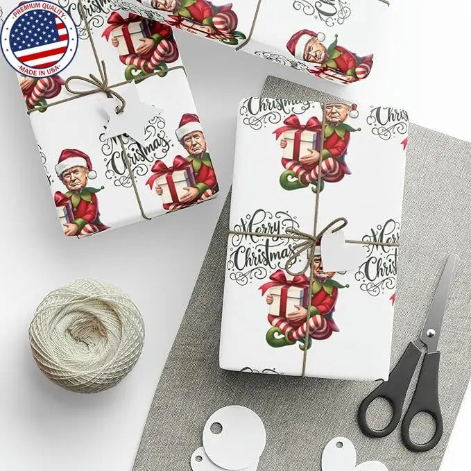 The Great Trump Elf Gift Wrap Merry Christmas Gift Wrap Elf Trump 2024 Trump Wrapping Paper Trump Christmas Funny (30 x 36)