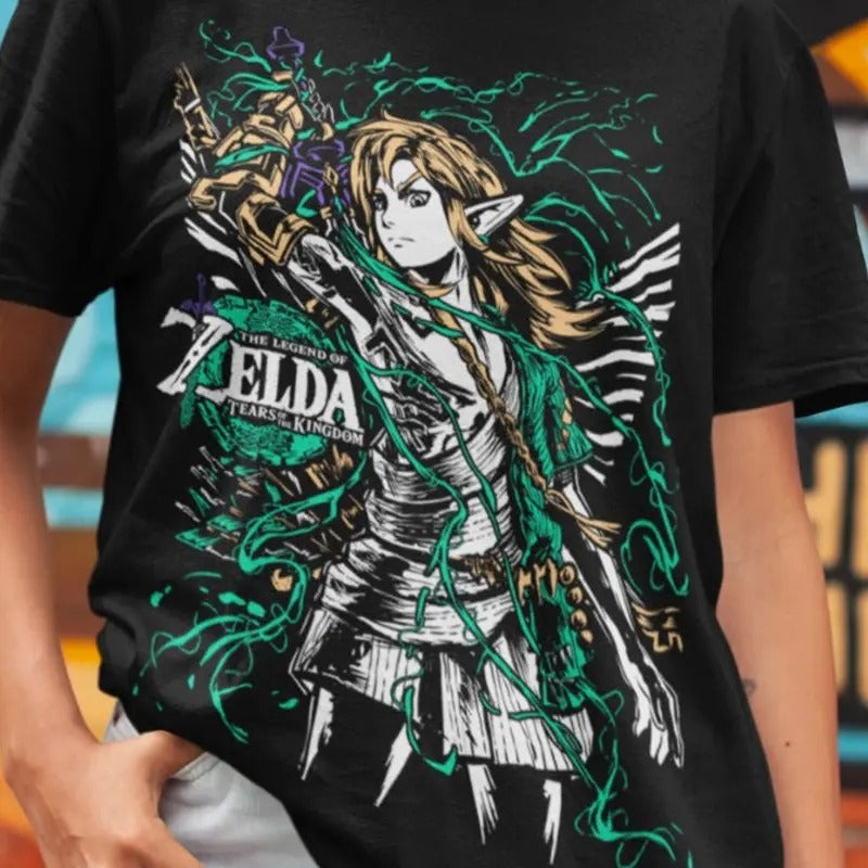 The Legend of Zelda T-shirt Link To The Past Graphic Print Black Shirt