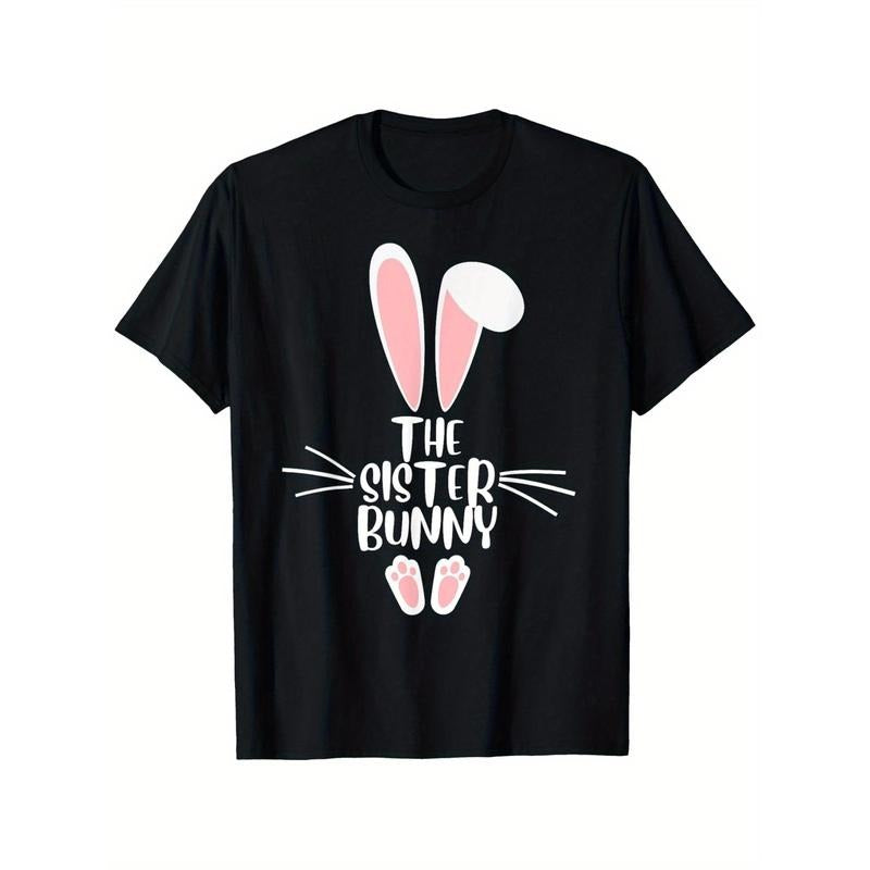 The Sister Bunny" Matching Family T-Shirt - Cotton Tee with Easter Bunny Design, Ideal for Spring Celebrations and Gifts, Family Clothing | Playful Graphic Tee | Knit Texture made in usa
