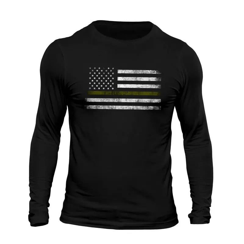 Thin Green Line Flag USA Army Long Sleeve Men's T-Shirt