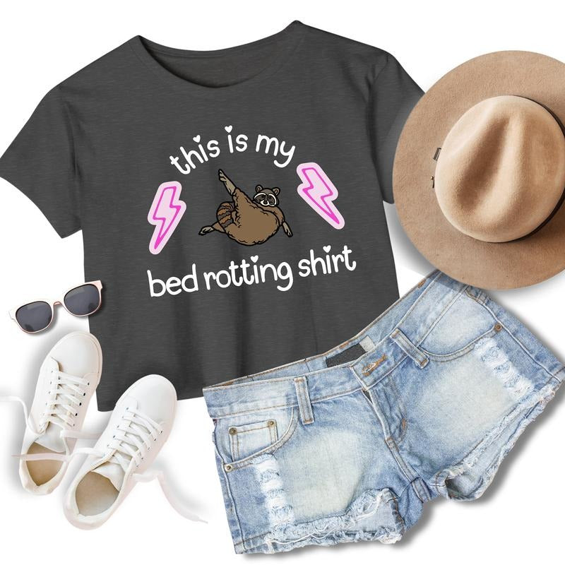 This Is My Rotting In Bed Shirt Crop Top Bed Rotting Funny Crop Top Tee Funny Tshirt Raccoon Tshirt Sarcastic Tshirt 90s Vibes Crop