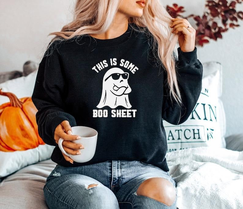 This Is Some Boo Sheet Sweatshirt, Halloween Sweatshirt, Retro Halloween Kids Shirt, Ghost Shirt,Boo Sheet Shirt,Funny Halloween Ghost Shirt, Unisex Classic Cotton Graphic Print All Sizes for Men and Women
